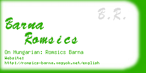 barna romsics business card